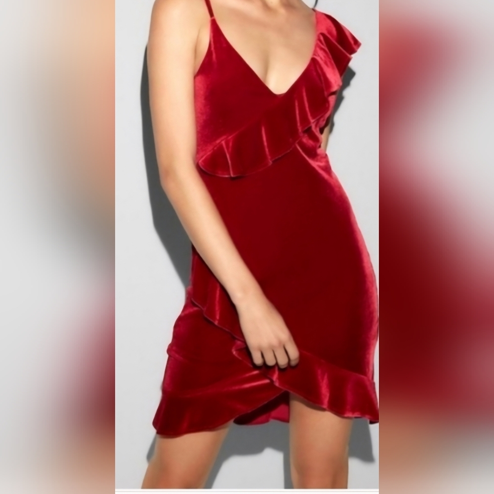 Express Red Velvet Dress, M